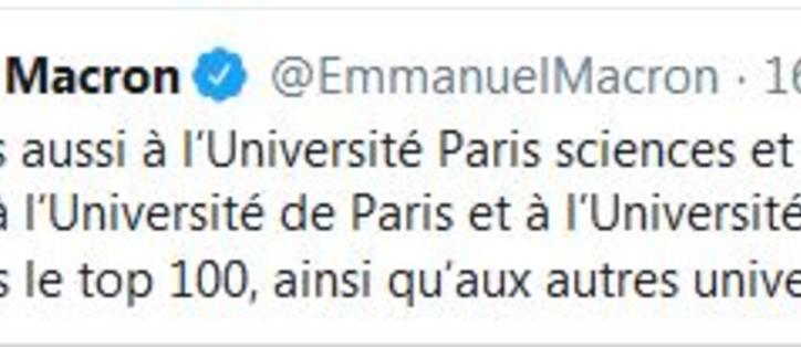 2020年世界大学学术排名，法国总统马克龙回应